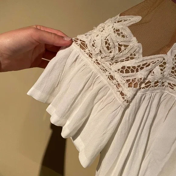 For Love & Lemons Carmine Lace White Top - Picture 8 of 9